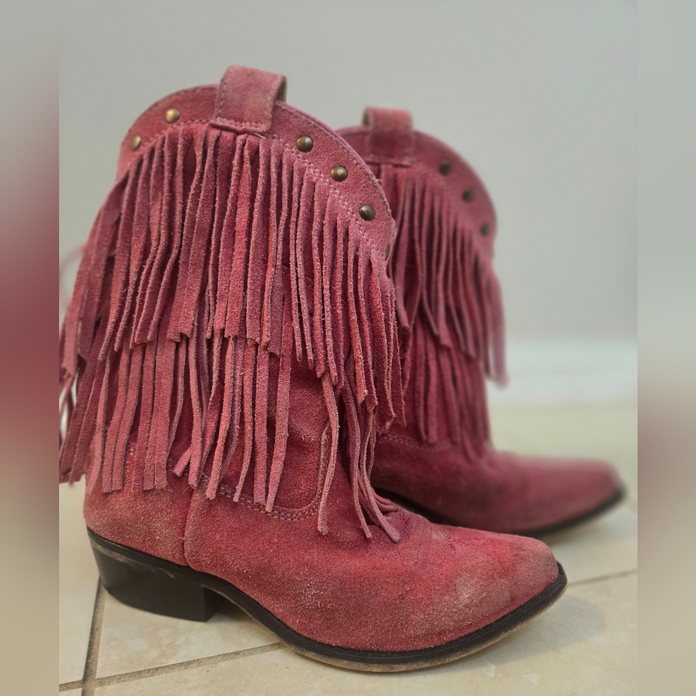 Smoky Mountain Girls pink fringe boots